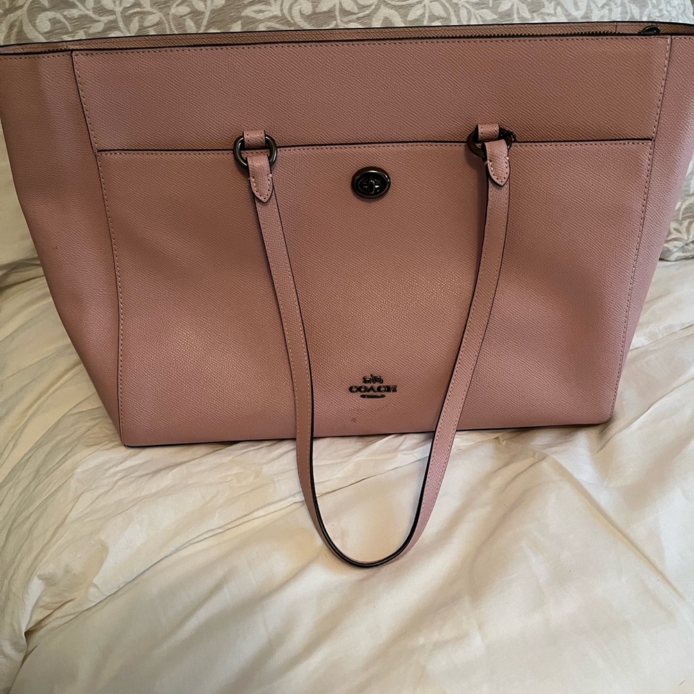 Coach Crossgrain Leather Folio Tote dusty rose 78246